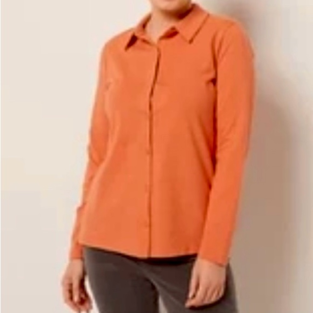 NWT Denim & Co. Essentials Perfect Jersey Long-Sleeve Top Pumpkin A469767 XS